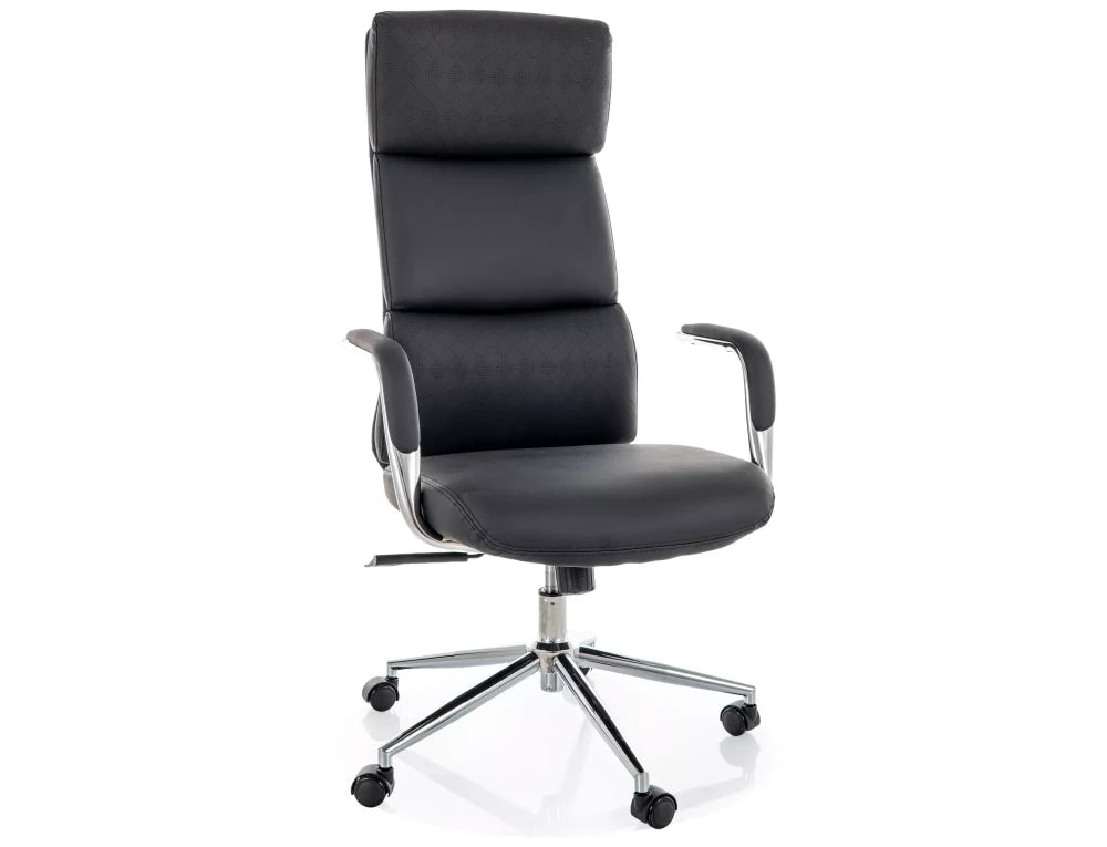 Scaun de birou din Piele ecologica Negru si Metal Argintiu H119-127xL65xA71cm Q-03