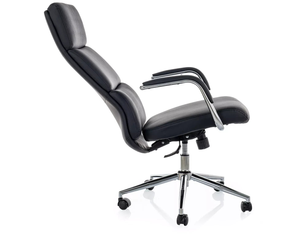 Scaun de birou din Piele ecologica Negru si Metal Argintiu H119-127xL65xA71cm Q-03