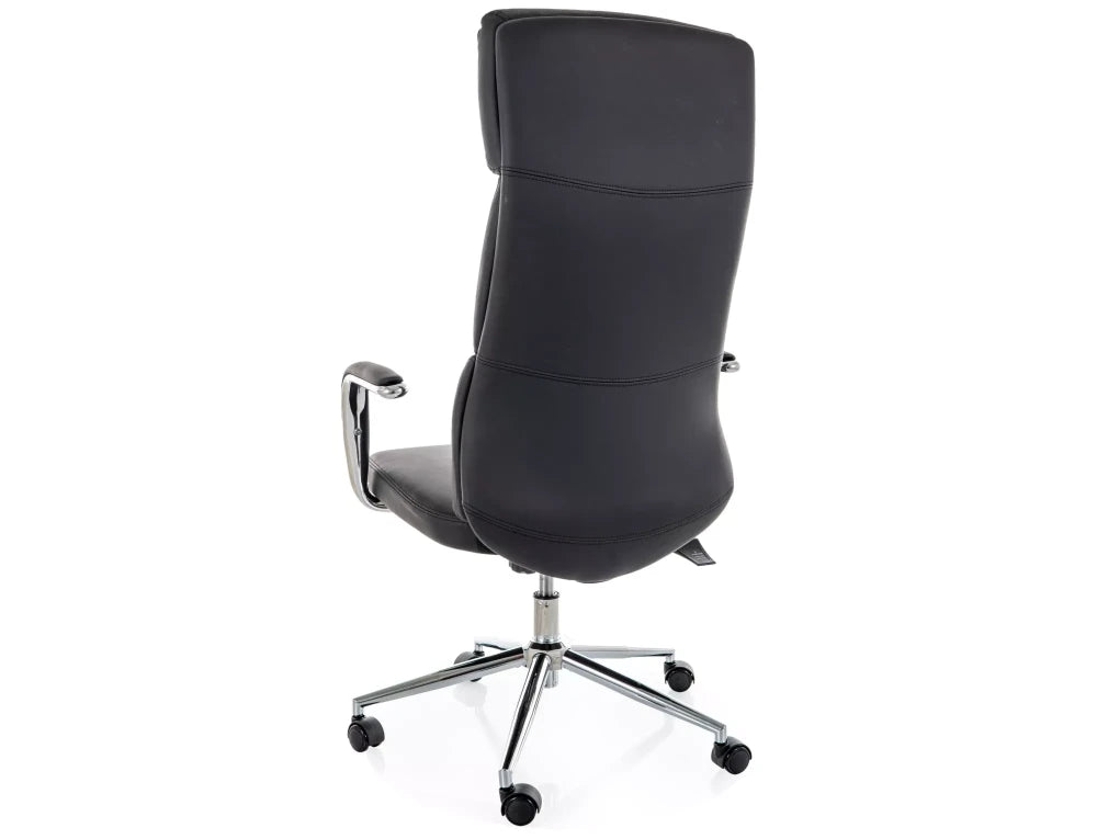 Scaun de birou din Piele ecologica Negru si Metal Argintiu H119-127xL65xA71cm Q-03