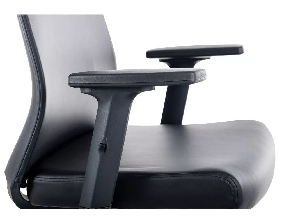 Scaun de birou din Piele ecologica Negru si Metal/Plastic Argintiu/Negru H100-110xL64xA58cm Q-085