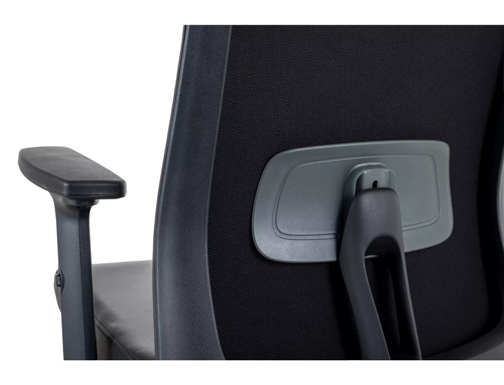 Scaun de birou din Piele ecologica Negru si Metal/Plastic Argintiu/Negru H100-110xL64xA58cm Q-085