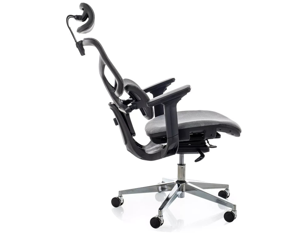 Scaun de birou din Plasa Gri si Metal Argintiu H112-122xL51xA53cm EQ-1
