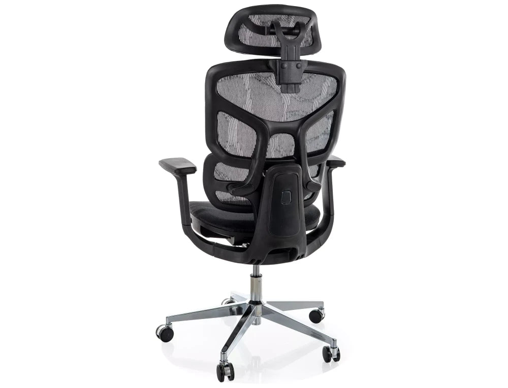 Scaun de birou din Plasa Negru si Metal Argintiu H112-122xL51xA53cm EQ-1