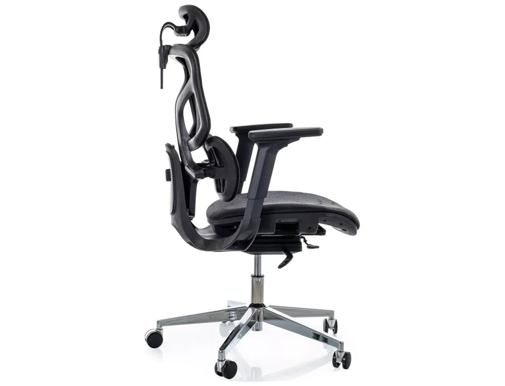 Scaun de birou din Plasa Negru si Metal Argintiu H112-122xL51xA53cm EQ-1
