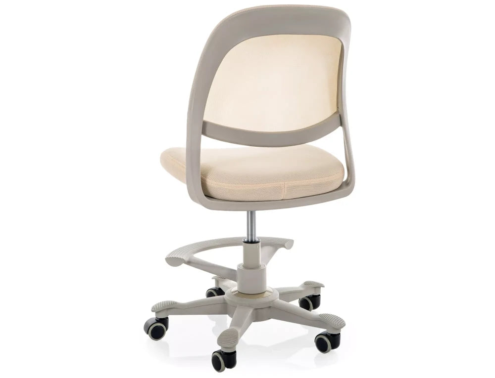 Scaun de birou pentru copii din Plasa/Stofa Bej si Metal/Plastic Gri deschis H81-92xL45xA45cm Q-027