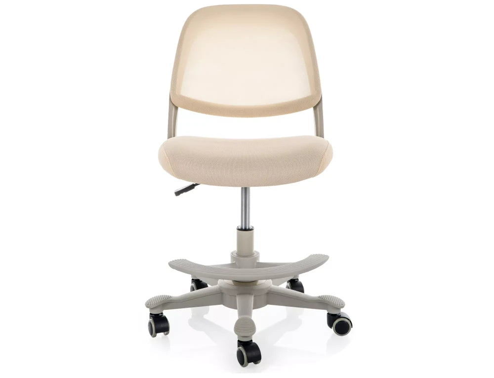 Scaun de birou pentru copii din Plasa/Stofa Bej si Metal/Plastic Gri deschis H81-92xL45xA45cm Q-027