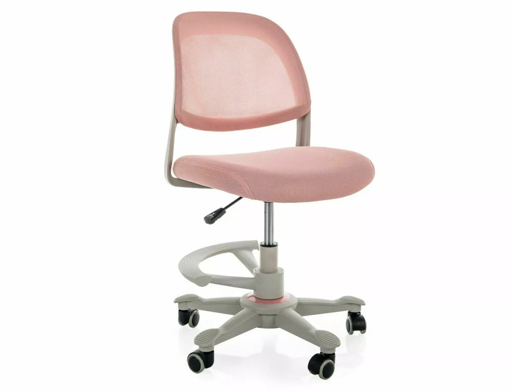 Scaun de birou pentru copii din Plasa/Stofa Roz si Metal/Plastic Gri deschis H81-92xL45xA45cm Q-027