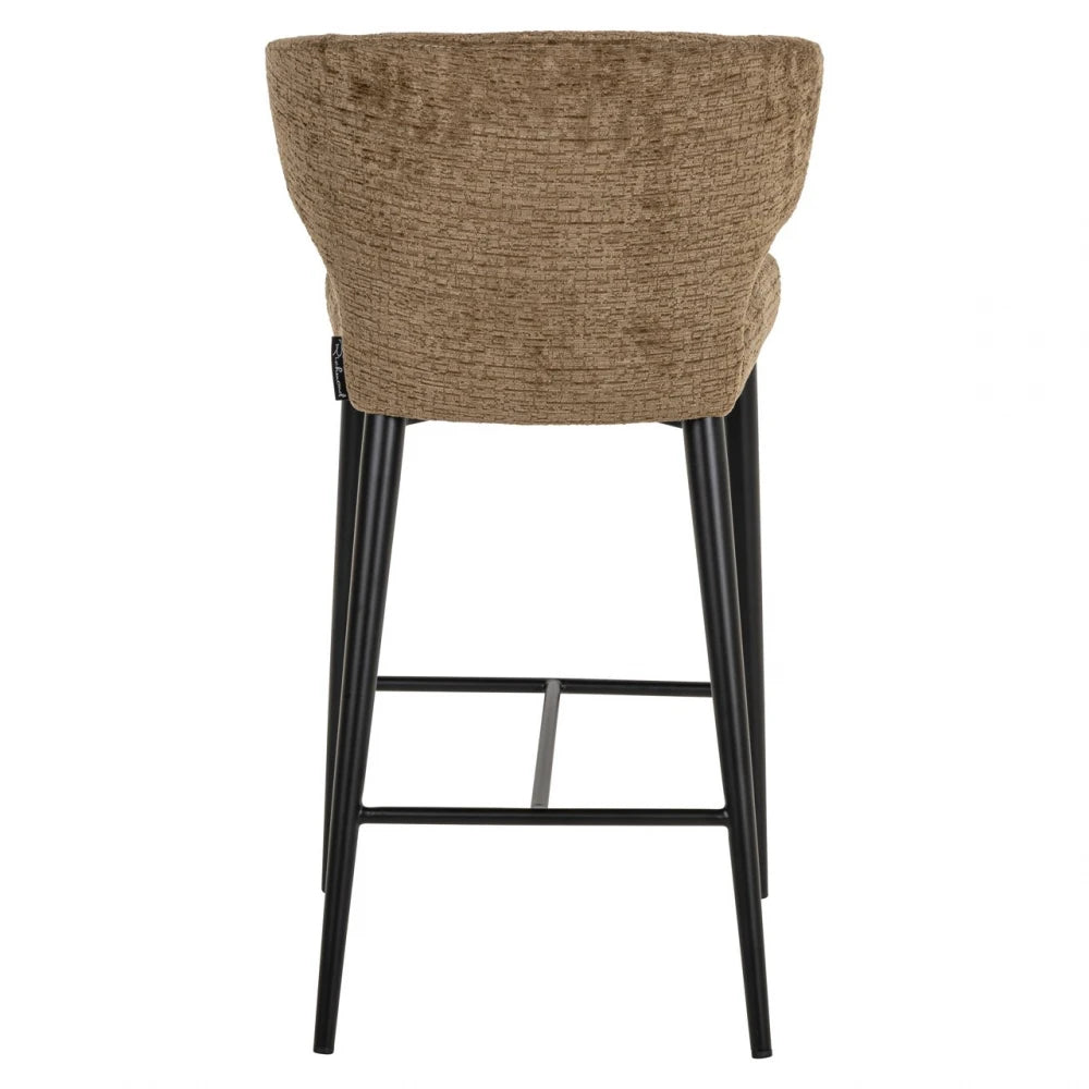 Scaun de insula din Chenille Maro si Metal Negru L52xH93cm Taylor Richmond interiors