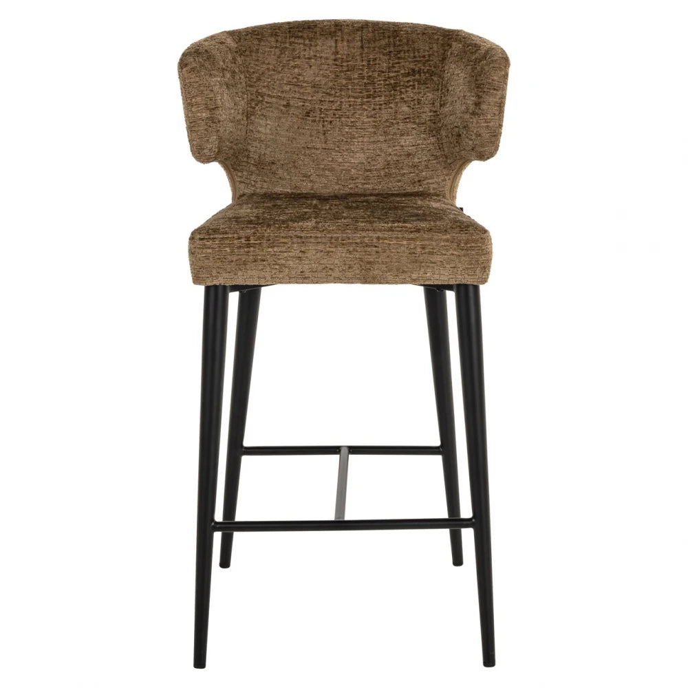 Scaun de insula din Chenille Maro si Metal Negru L52xH93cm Taylor Richmond interiors