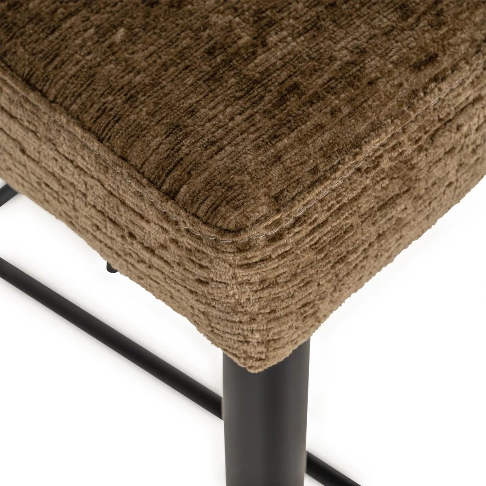 Scaun de insula din Chenille Maro si Metal Negru L52xH93cm Taylor Richmond interiors