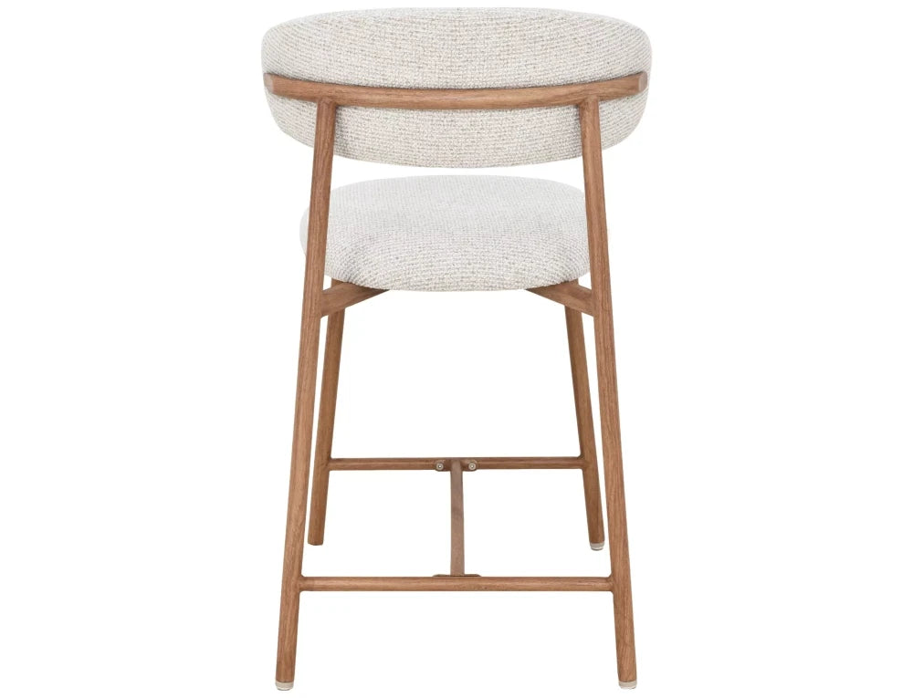 Scaun de insula tapitat cu Stofa Bej deschis cu picioare maro H91xL50xA52cm Elton