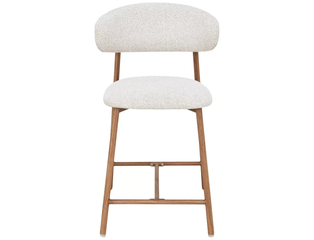 Scaun de insula tapitat cu Stofa Bej deschis cu picioare maro H91xL50xA52cm Elton