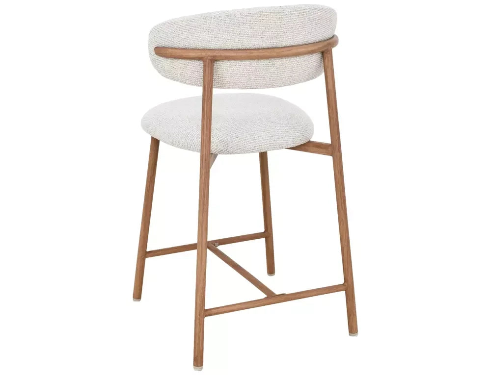 Scaun de insula tapitat cu Stofa Bej deschis cu picioare maro H91xL50xA52cm Elton