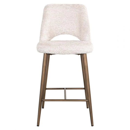 Scaun de insula tapitat cu Stofa Crem cu picioare din Metal Alama H98.5xL47xA56cm Delphine Richmond interiors