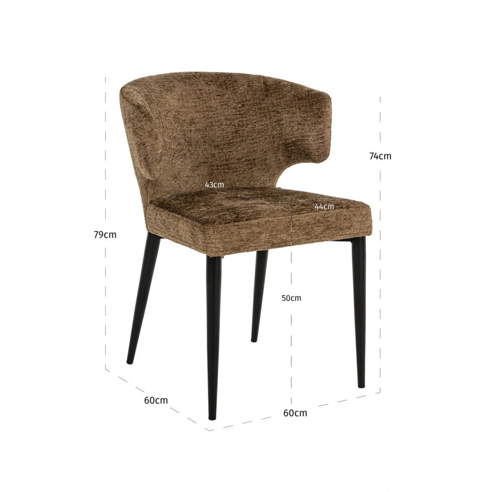 Scaun din Chenille Maro si Metal Negru L60xH79cm Taylor Richmond interiors