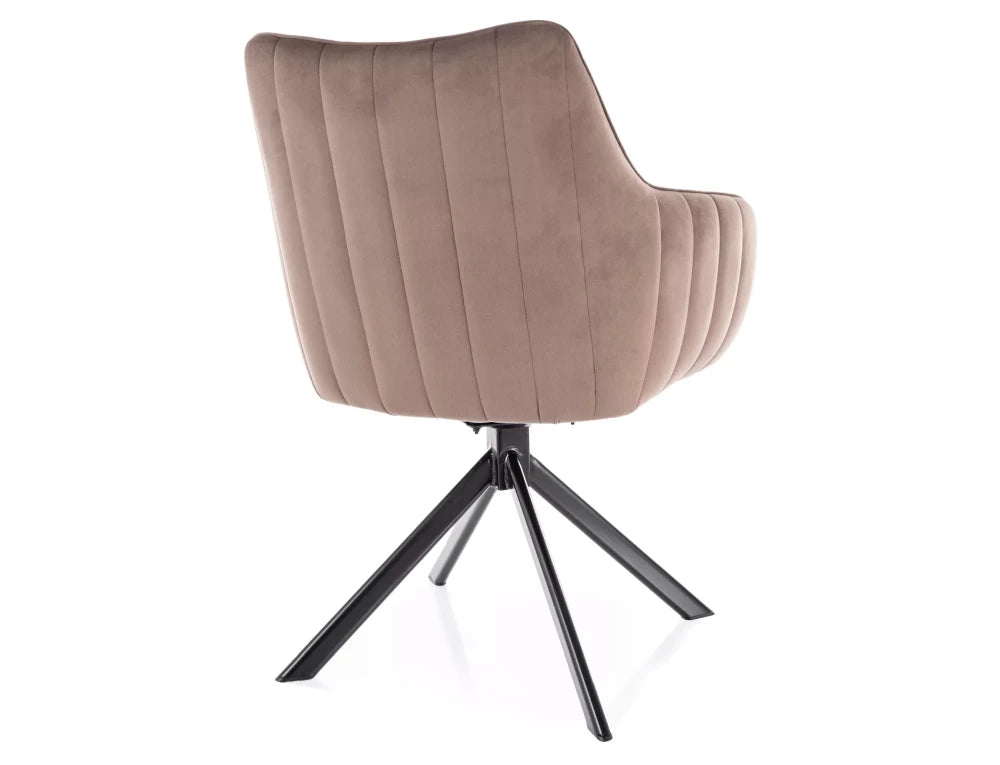 Scaun rotativ tapitat cu Catifea bluvel 38 Maro cu picioare din Metal Negru H86xL61xA58cm Azalia