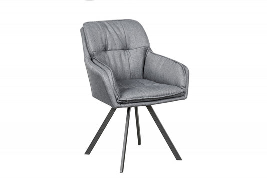 Scaun rotativ tapitat cu Stofa Gri cu picioare din Metal Negru H85xL63xA62cm Lounger