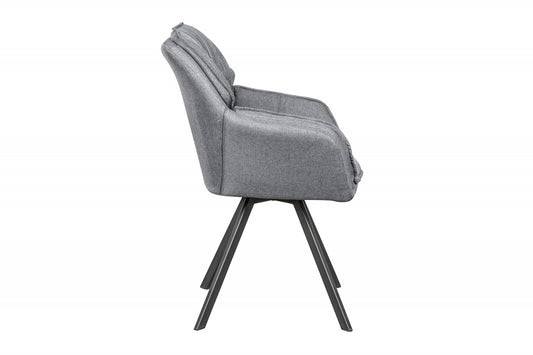 Scaun rotativ tapitat cu Stofa Gri cu picioare din Metal Negru H85xL63xA62cm Lounger