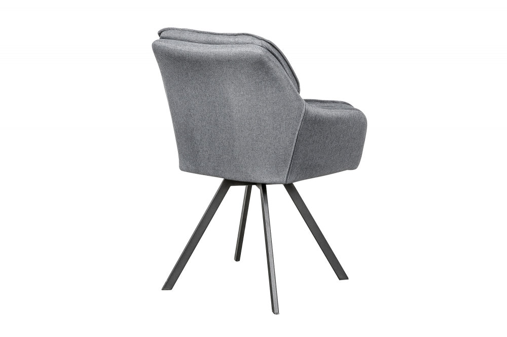 Scaun rotativ tapitat cu Stofa Gri cu picioare din Metal Negru H85xL63xA62cm Lounger