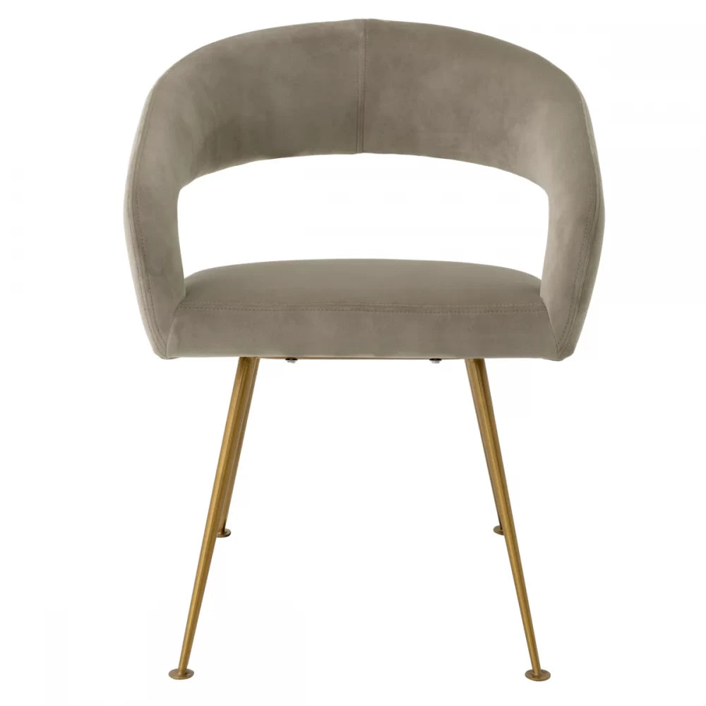 Scaun tapitat cu Catifea Grej cu picioare din Metal Auriu H77xL58xA56cm Bravo Eichholtz