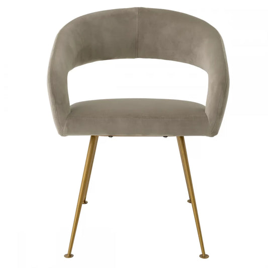 Scaun tapitat cu Catifea Grej cu picioare din Metal Auriu H77xL58xA56cm Bravo Eichholtz
