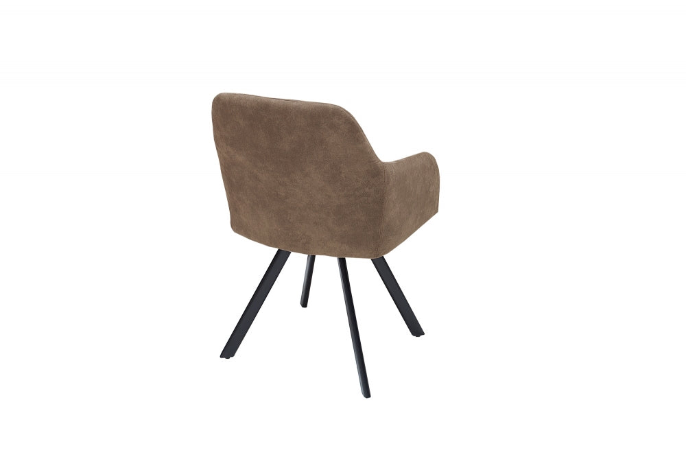 Scaun tapitat cu Microfibra Maro taupe cu picioare din Metal Negru H84xL56xA58cm Lucca