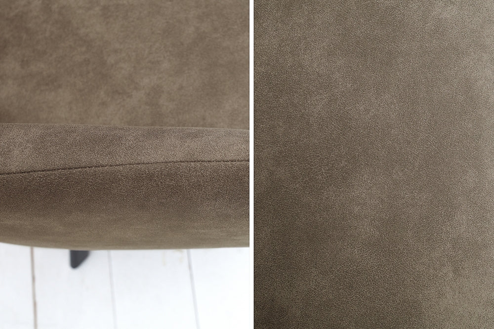 Scaun tapitat cu Microfibra Maro taupe cu picioare din Metal Negru H84xL56xA58cm Lucca