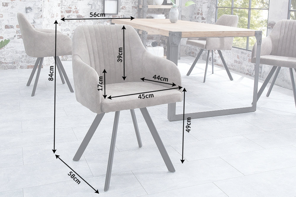 Scaun tapitat cu Microfibra Maro taupe cu picioare din Metal Negru H84xL56xA58cm Lucca
