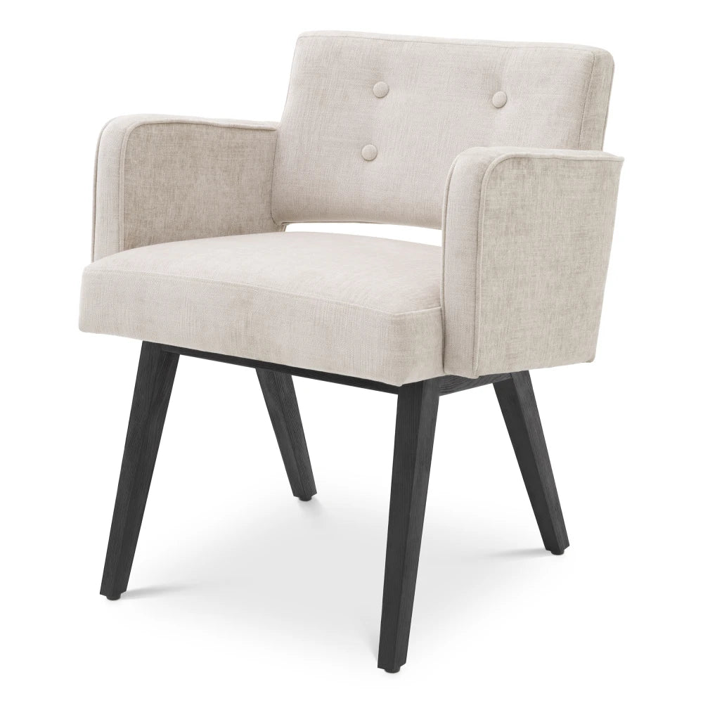 Scaun tapitat cu Stofa Bej L61xA62xH75cm Locarno Eichholtz