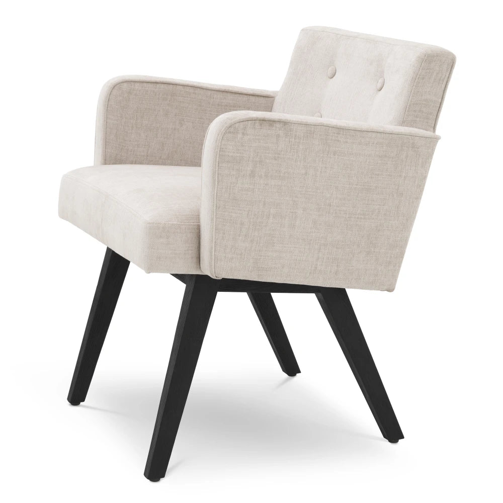 Scaun tapitat cu Stofa Bej L61xA62xH75cm Locarno Eichholtz