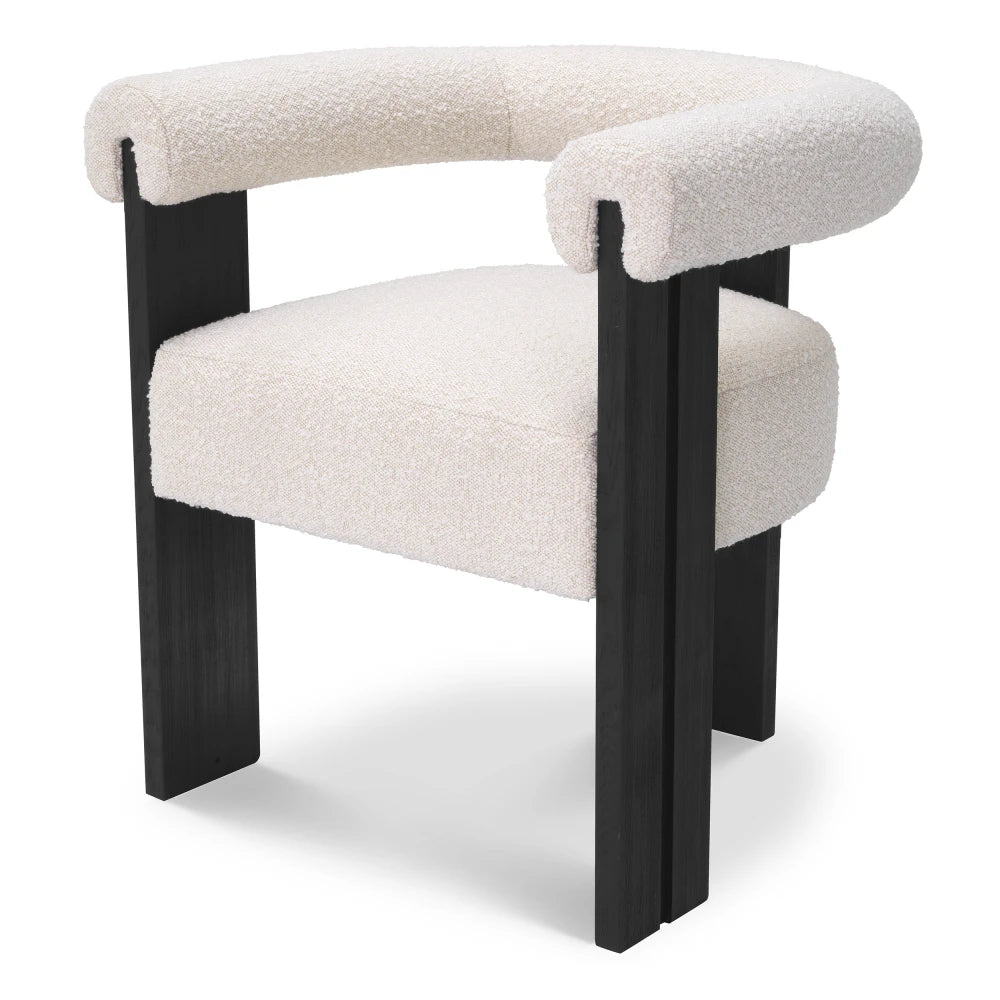 Scaun tapitat cu Stofa boucle Crem L67xA60xH72cm Percy Eichholtz