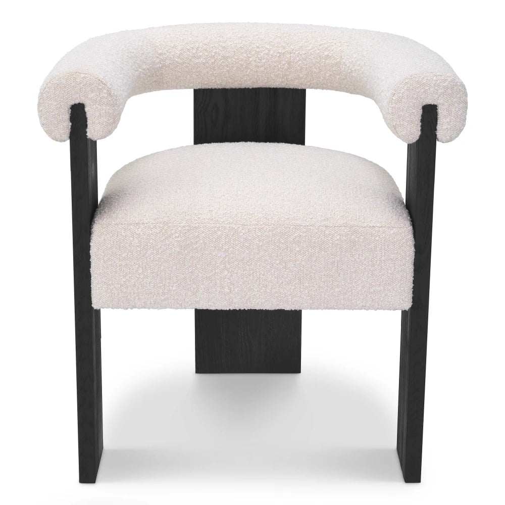 Scaun tapitat cu Stofa boucle Crem L67xA60xH72cm Percy Eichholtz