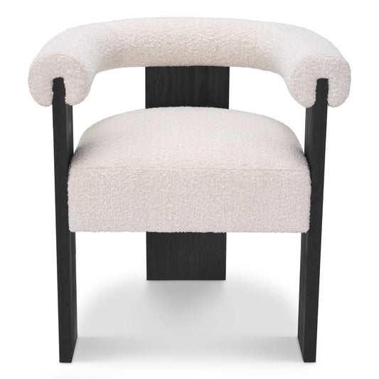 Scaun tapitat cu Stofa boucle Crem L67xA60xH72cm Percy Eichholtz