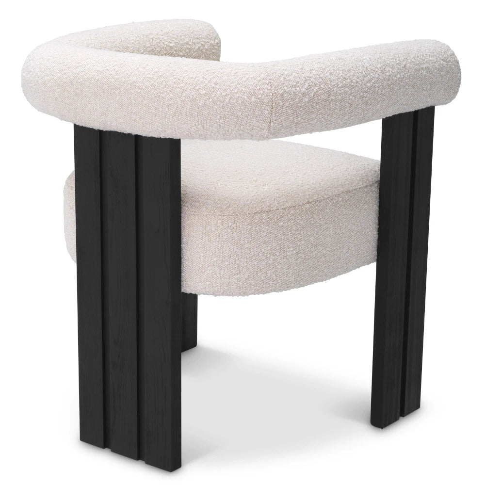 Scaun tapitat cu Stofa boucle Crem L67xA60xH72cm Percy Eichholtz