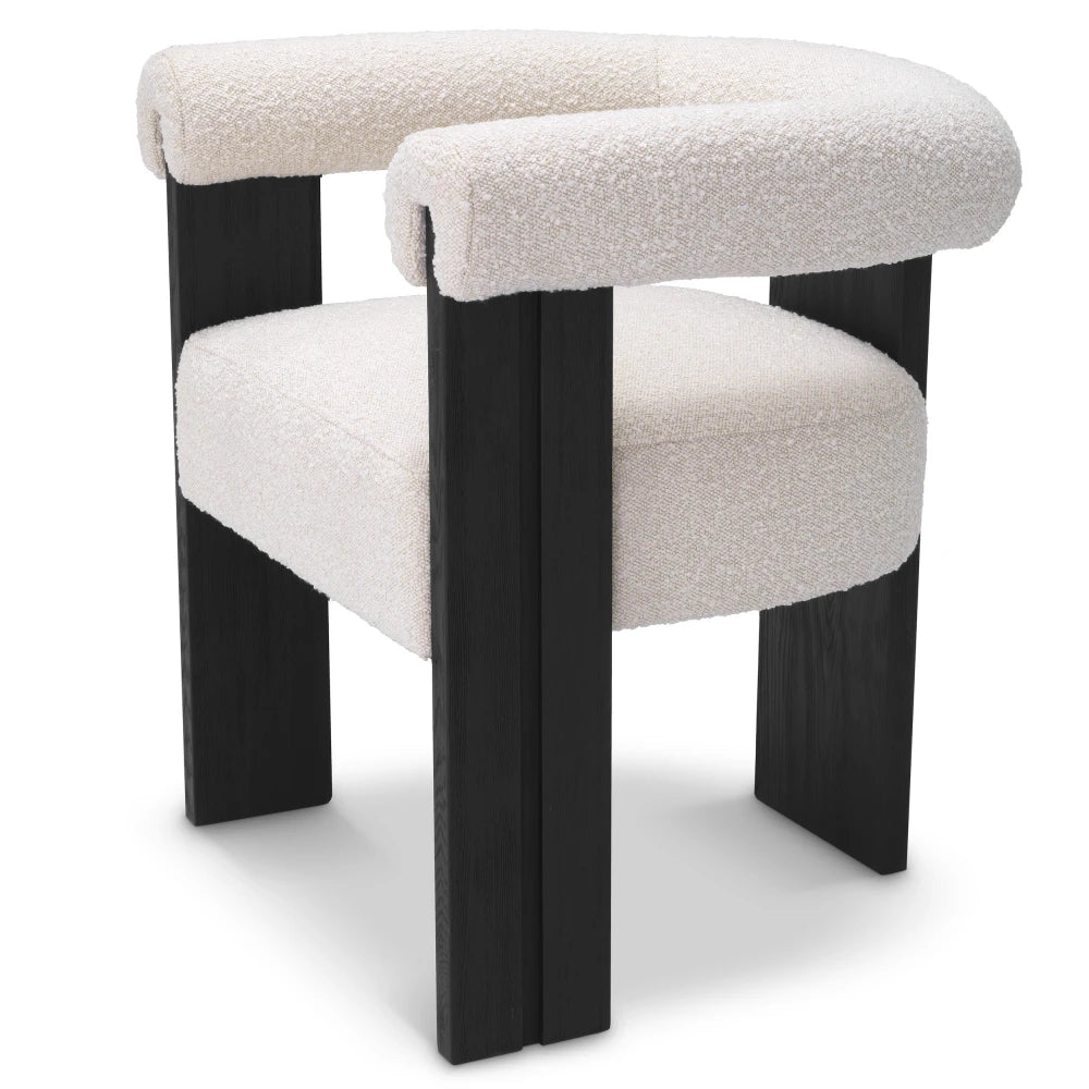 Scaun tapitat cu Stofa boucle Crem L67xA60xH72cm Percy Eichholtz