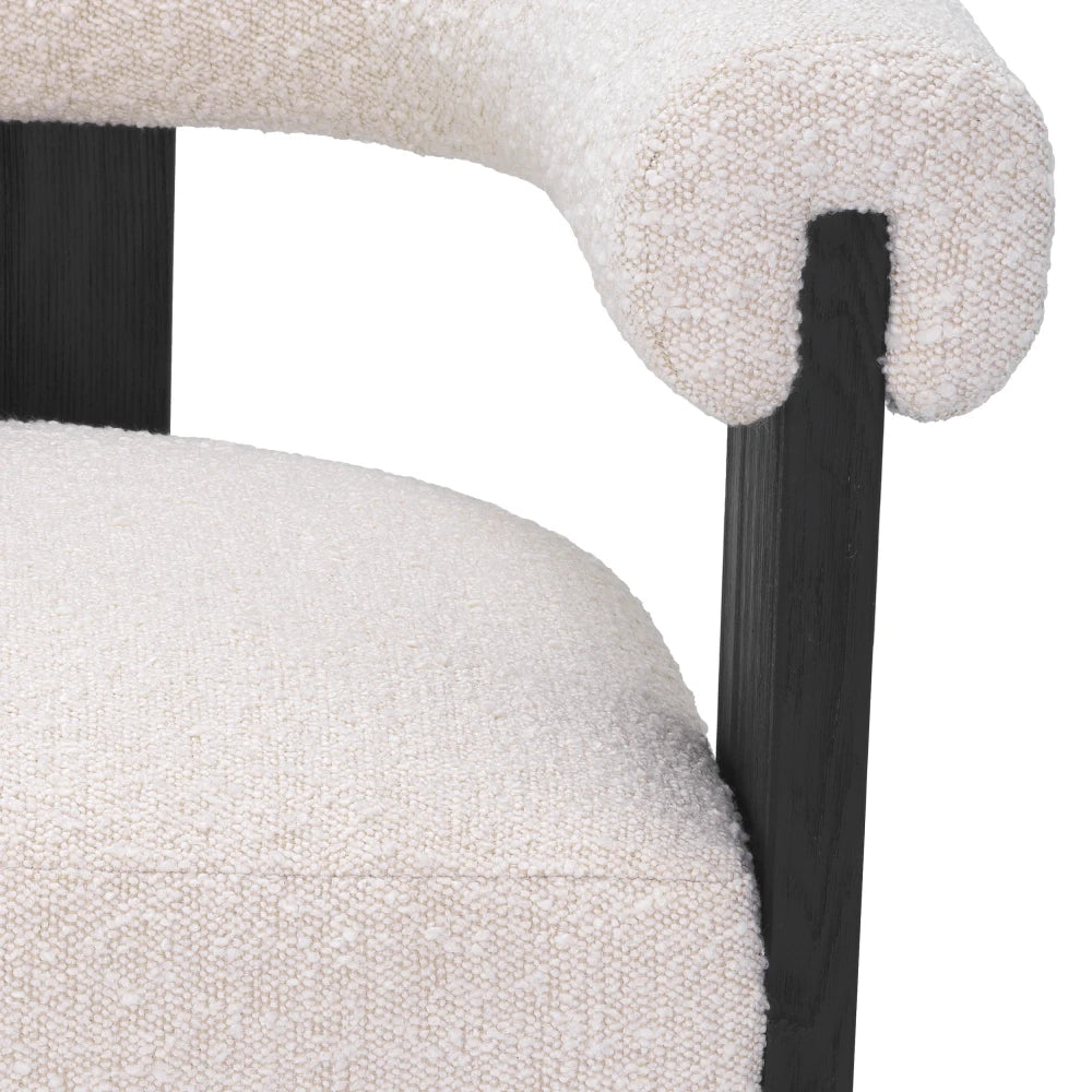 Scaun tapitat cu Stofa boucle Crem L67xA60xH72cm Percy Eichholtz