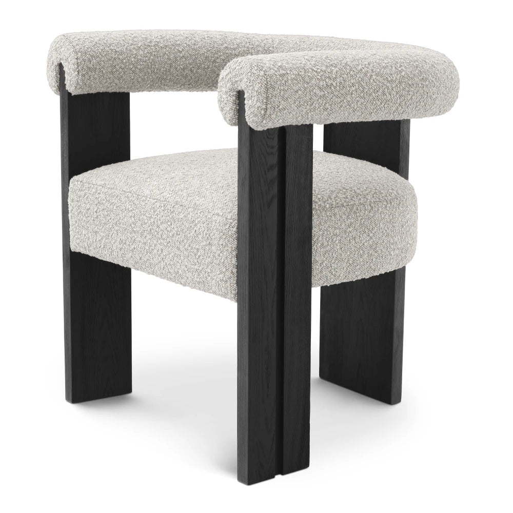 Scaun tapitat cu Stofa boucle Gri L67xA60xH72cm Percy Eichholtz