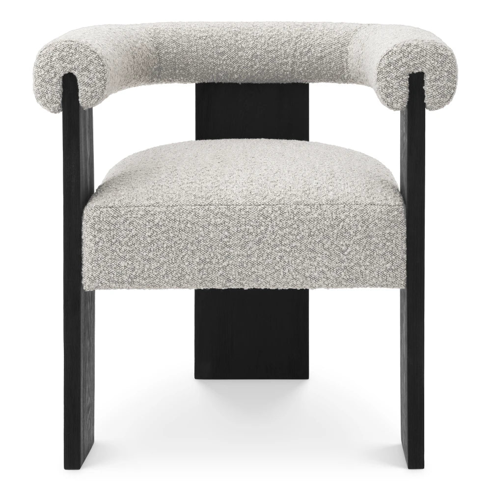Scaun tapitat cu Stofa boucle Gri L67xA60xH72cm Percy Eichholtz