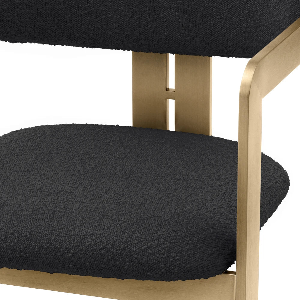 Scaun tapitat cu Stofa boucle Negru L57.5xA59xH80cm Donato Eichholtz