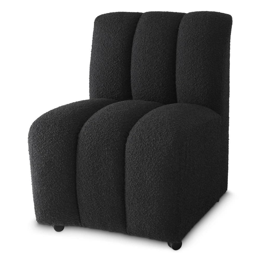Scaun tapitat cu Stofa boucle Negru L62xA70xH84cm Kelly Eichholtz