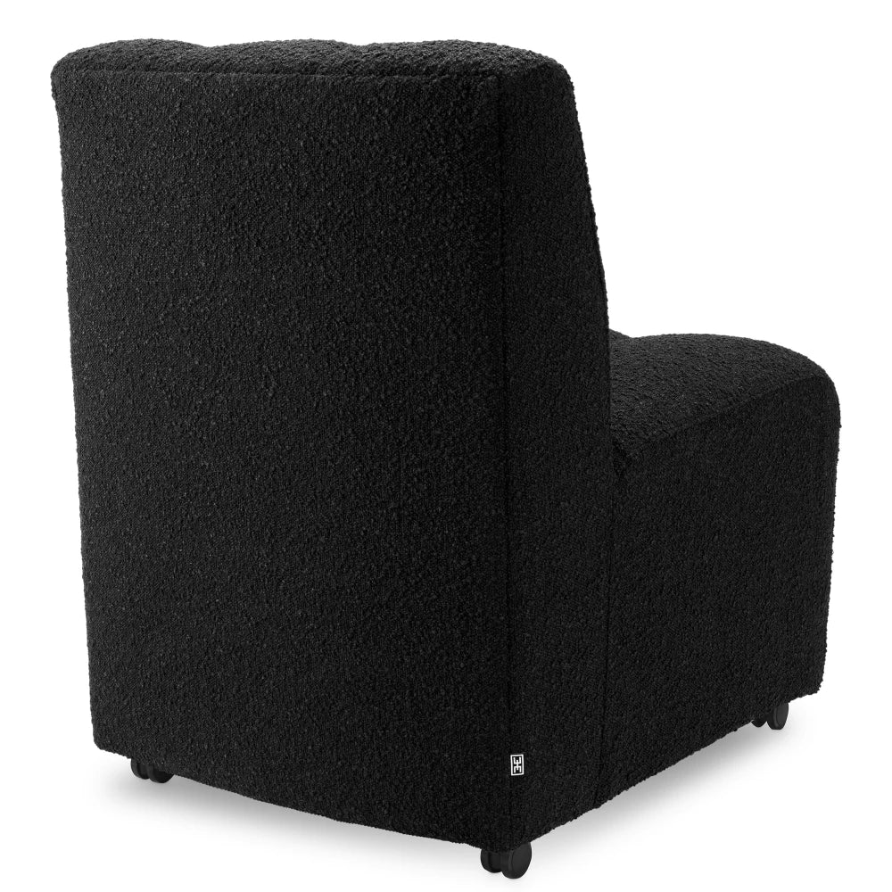 Scaun tapitat cu Stofa boucle Negru L62xA70xH84cm Kelly Eichholtz