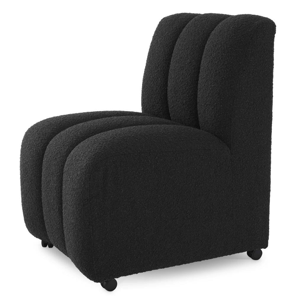 Scaun tapitat cu Stofa boucle Negru L62xA70xH84cm Kelly Eichholtz