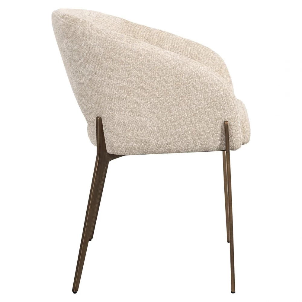 Scaun tapitat cu Stofa Crem cu picioare din Metal Maro H82xL63xA57cm Kenzi Richmond interiors