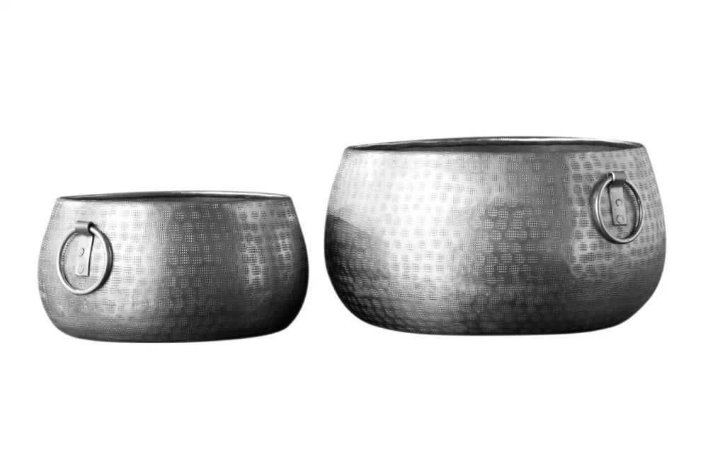Set 2 ghivece din Aluminiu Argintiu H14/19xD29/37cm Orient