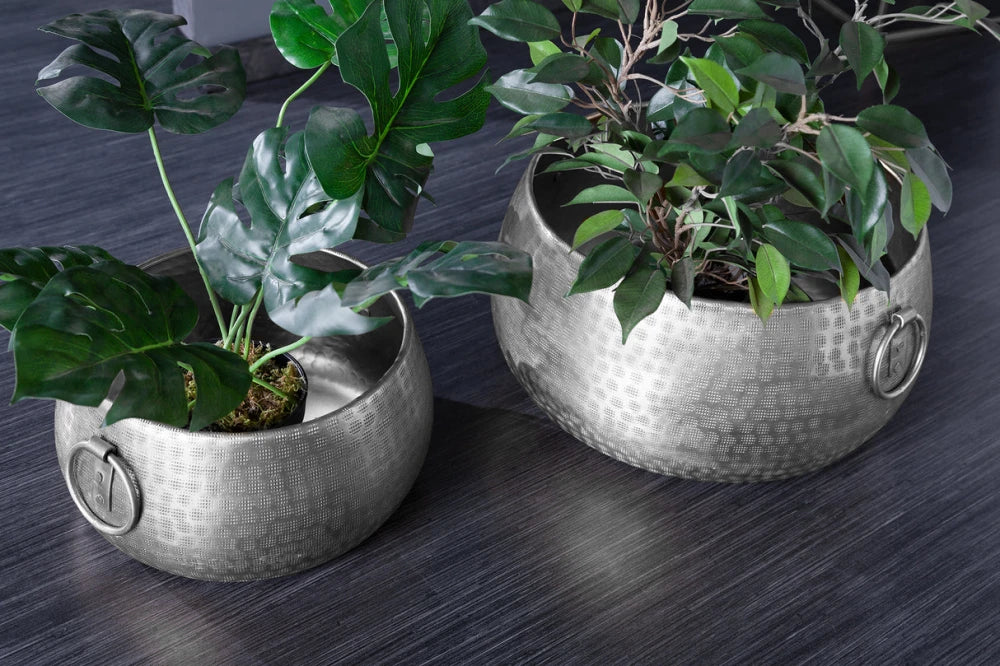 Set 2 ghivece din Aluminiu Argintiu H14/19xD29/37cm Orient