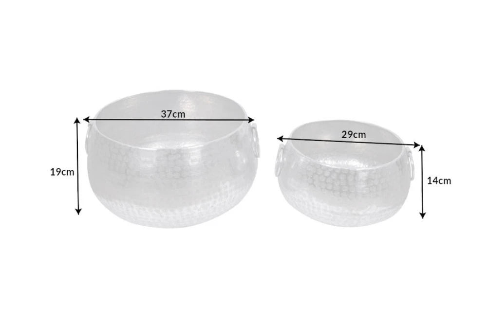 Set 2 ghivece din Aluminiu Argintiu H14/19xD29/37cm Orient
