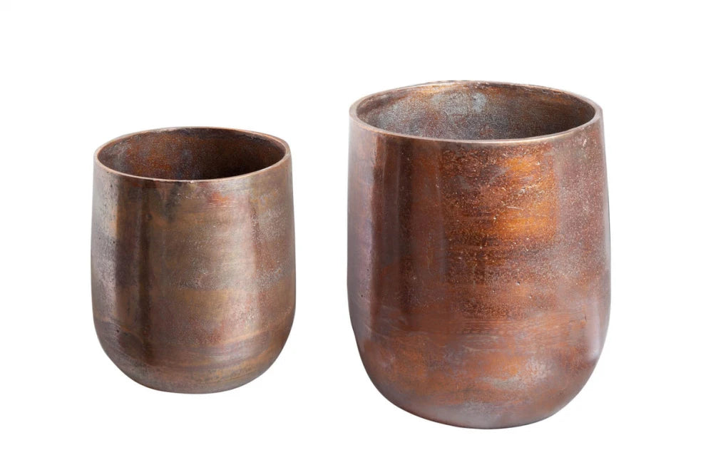 Set 2 ghivece din Metal Cupru H30/37xD23/29cm Flowers