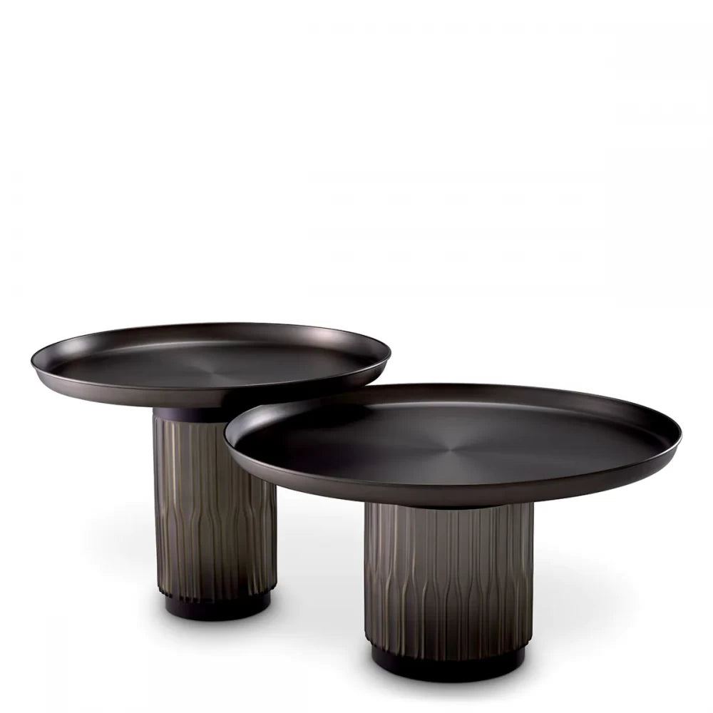Set 2 masute de cafea din Metal Negru D60/70xH42/37cm Zachary Eichholtz