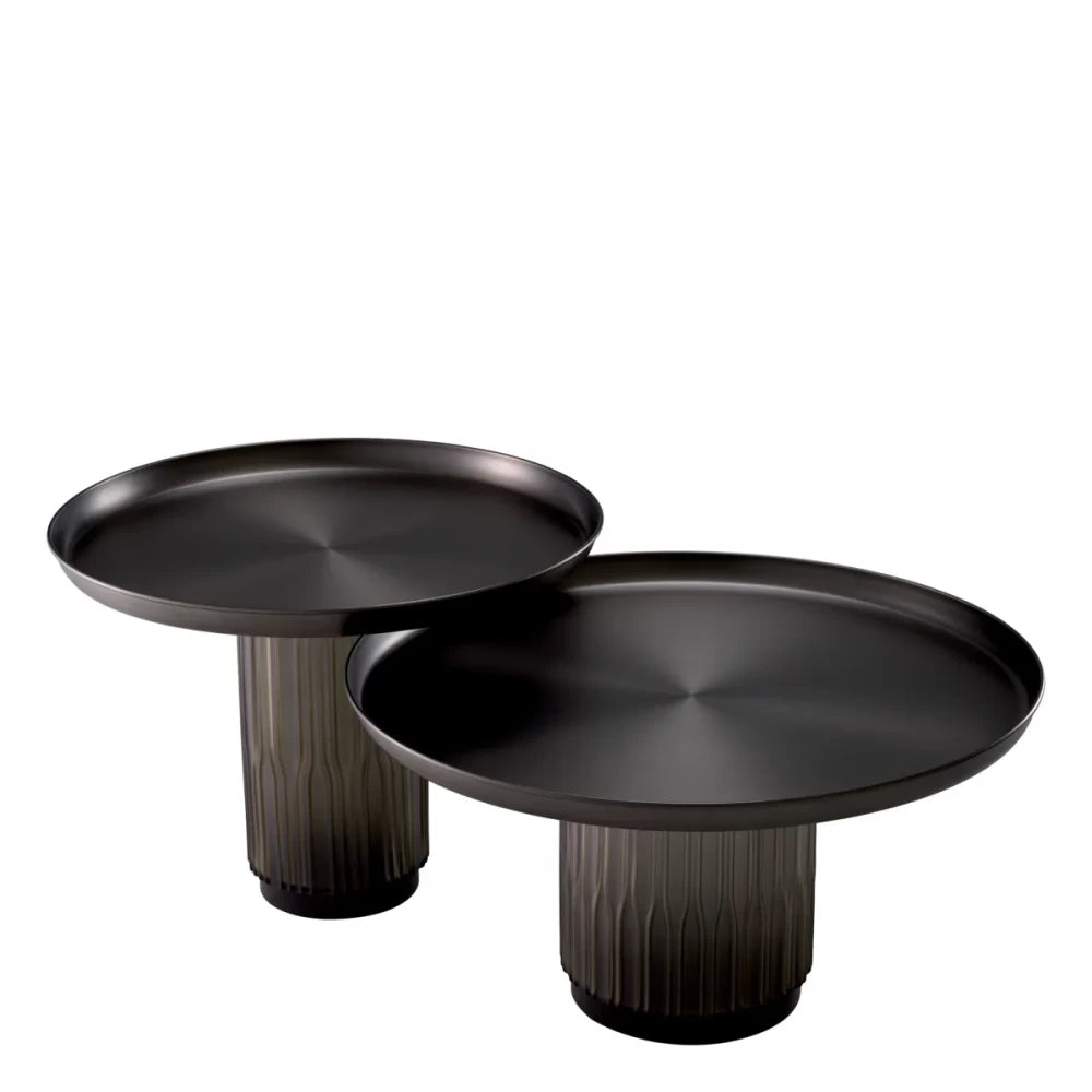 Set 2 masute de cafea din Metal Negru D60/70xH42/37cm Zachary Eichholtz