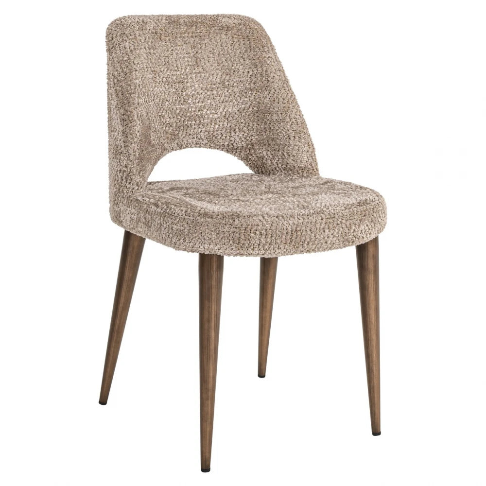 Set 2 scaune din Chenille Bej si Metal Alama L50.5xH86cm Delphine Richmond interiors